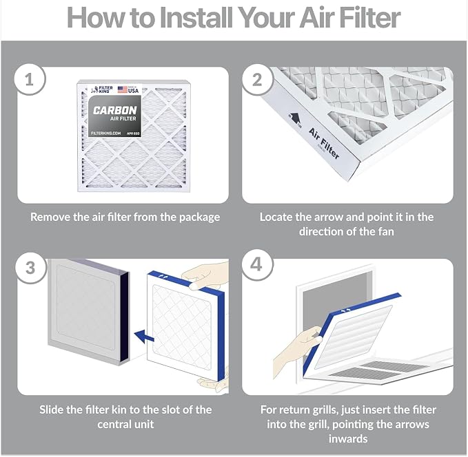 Filter King 25x25x1 Air Filter | 4-PACK | Carbon MERV 8 HVAC Pleated A/C - Image 4