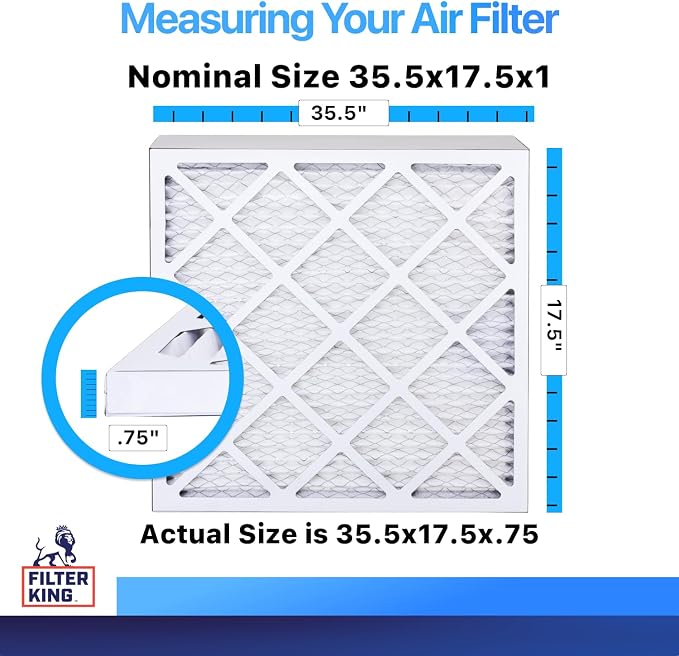 Filter King 35.5x17.5x1 Air Filter | 4-PACK | MERV 8 HVAC Pleated A/C Furnace - Image 2