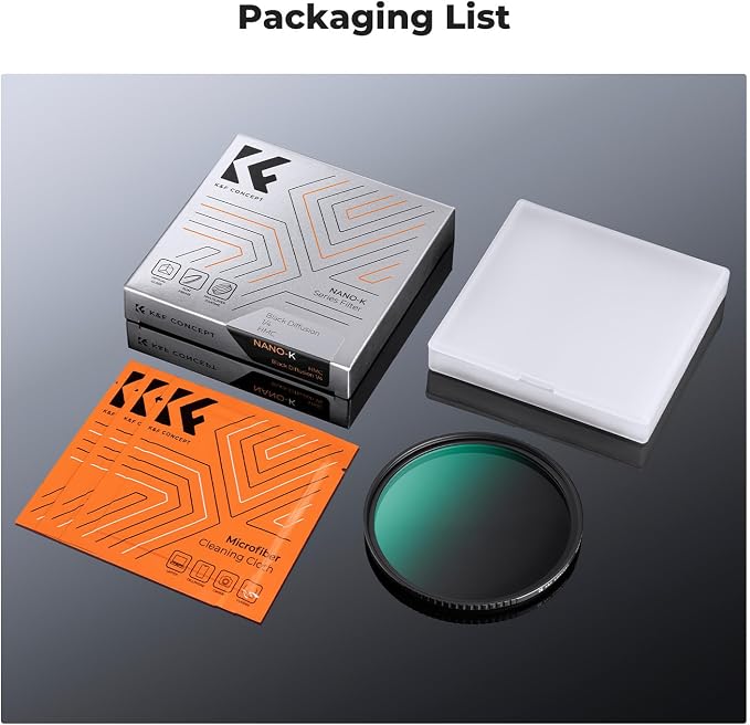 K&F CONCEPT 58mm Black Diffusion 1/4 Filter Mist Cinematic Effect Filter - Image 7