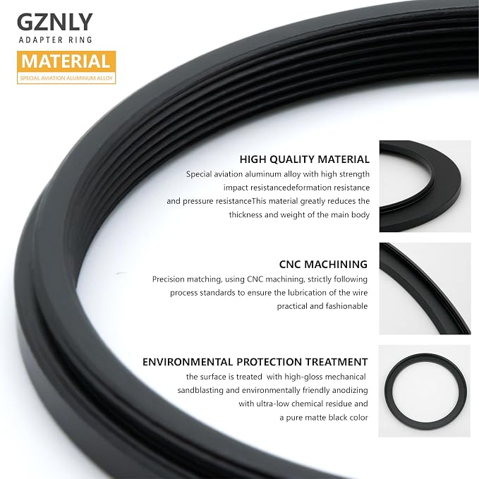 55mm to 82mm Step-up Adapter Rings Filter Adapter Black Metal Step Down Filter - Image 3