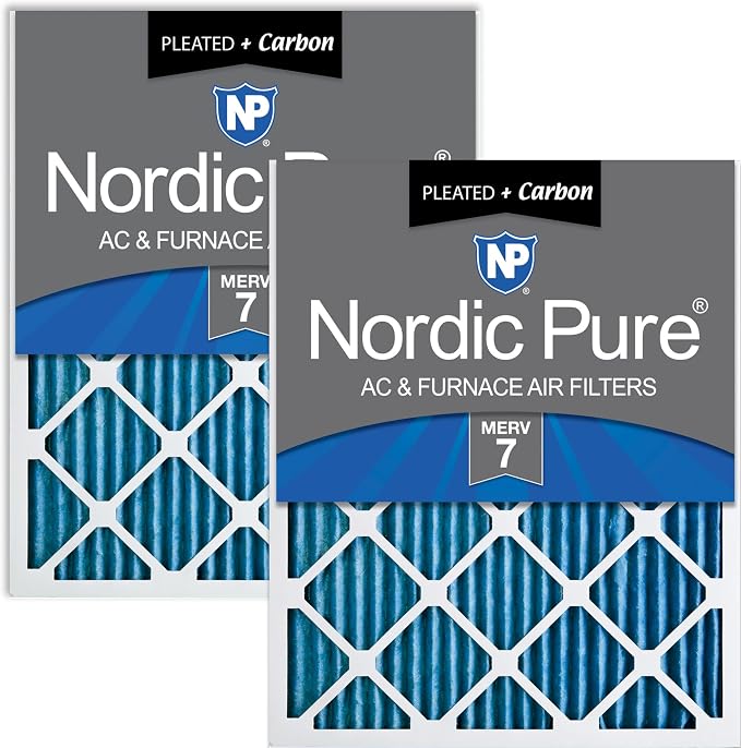 Nordic Pure 14x25x1 Pleated Air Filters MERV 7 Plus Carbon 2 Pack by NordicPure