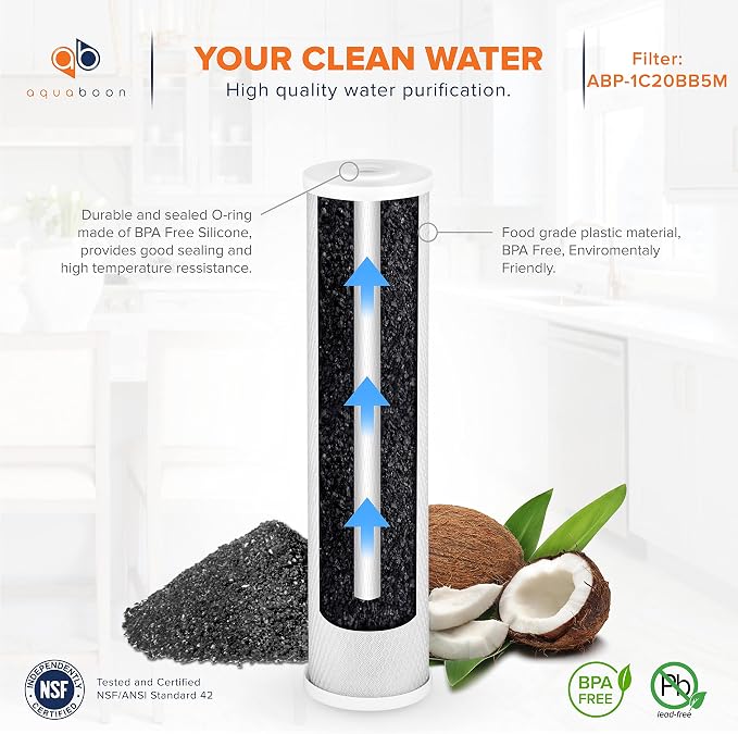 Aquaboon 5 Micron 20 x 4.5 Premium CTO Activated Carbon Water Filter Cartridge - Image 8