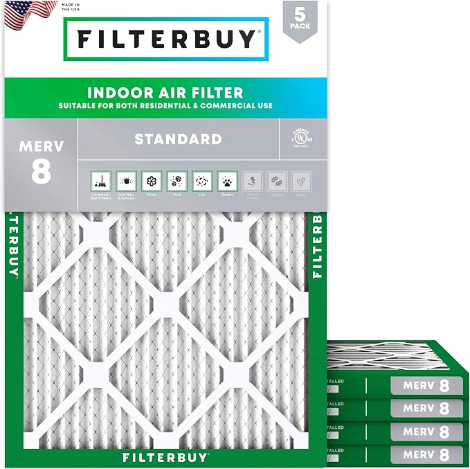 Filterbuy 15x20x1 Air Filter MERV 8 Essential Dust & Allergy Defense, by Filterbuy