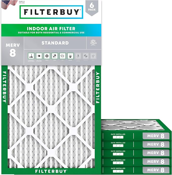 Filterbuy 11.25x23.25x1 Air Filter MERV 8 Essential Dust & Allergy Defense by Filterbuy