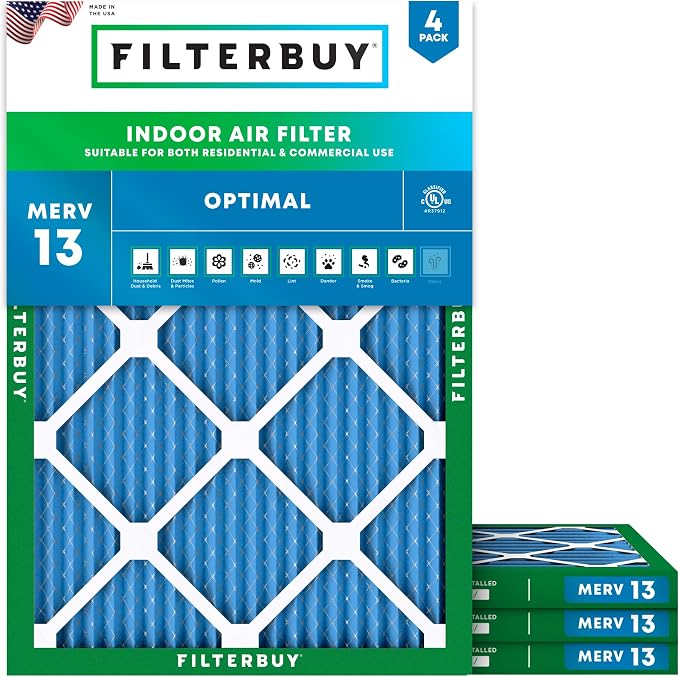 Filterbuy 19.88x21.5x1 Air Filter MERV 13 Optimal Smoke & Allergy Defense by Filterbuy