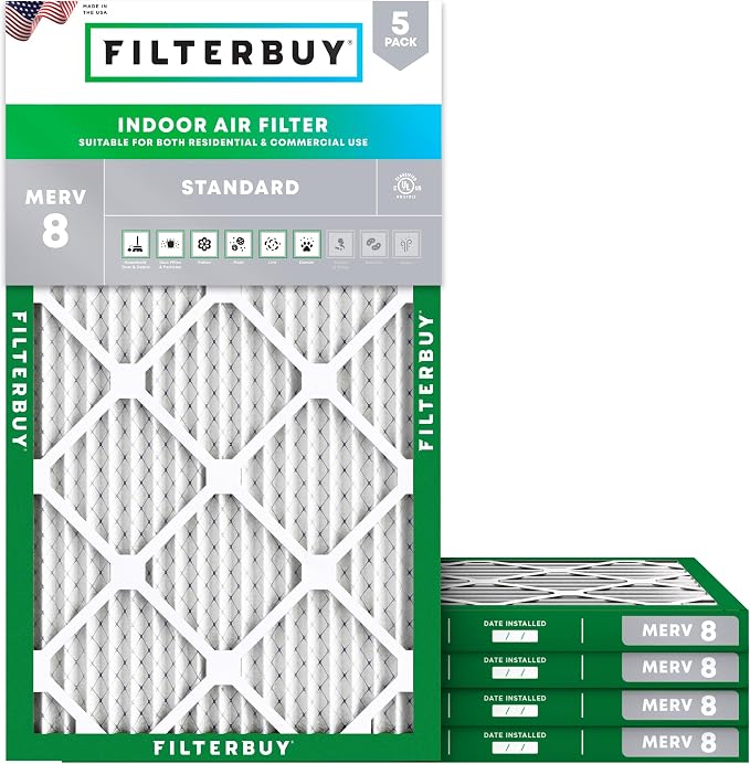 Filterbuy 20x30x1 Air Filter MERV 8 Essential Dust & Allergy Defense, by Filterbuy