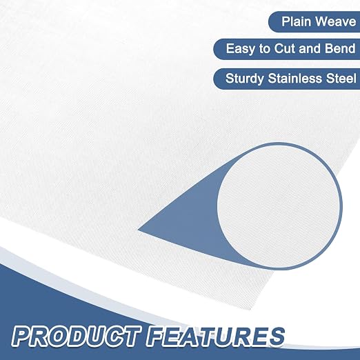 uxcell 100 Mesh 79" x 16" Woven Wire Mesh, 304 Stainless Steel Air Vent Filter - Image 3
