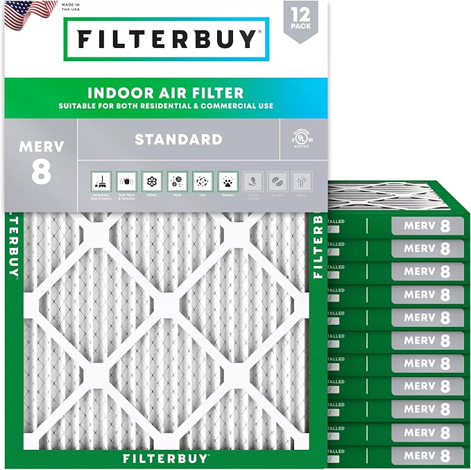 Filterbuy 28x30x1 Air Filter MERV 8 Essential Dust & Allergy Defense, by Filterbuy