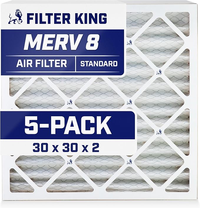 Filter King 30x30x2 Air Filter | 5-PACK | MERV 8 HVAC Pleated A/C Furnace by FilterKing