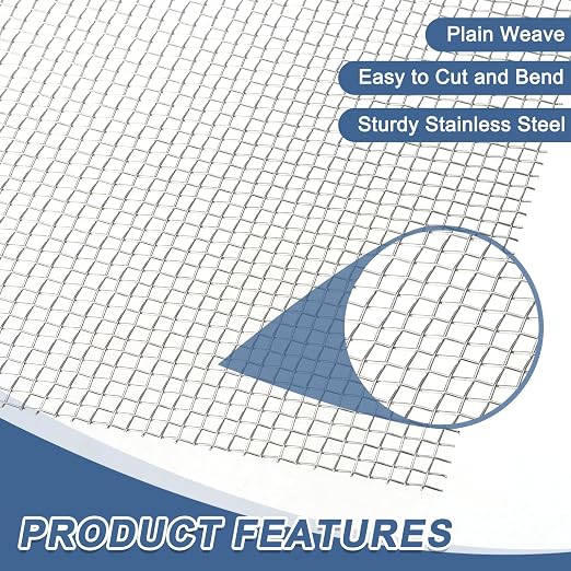 uxcell 6 Mesh 118" x 12" Woven Wire Mesh, 304 Stainless Steel Air Vent Filter - Image 3