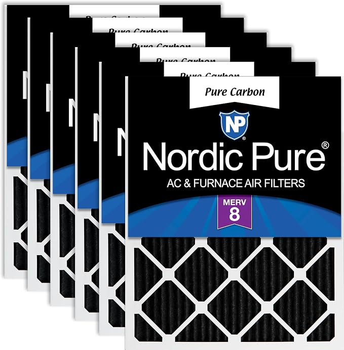 Nordic Pure 12x24x1 Pure Carbon Pleated Odor Reduction Furnace Air Filters 6 by NordicPure