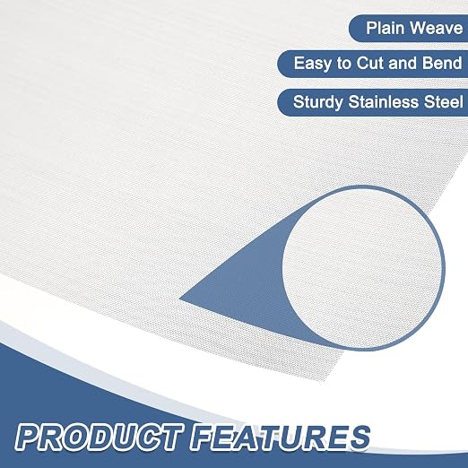 uxcell 60 Mesh 39" x 12" Woven Wire Mesh, 304 Stainless Steel Air Vent Filter - Image 3