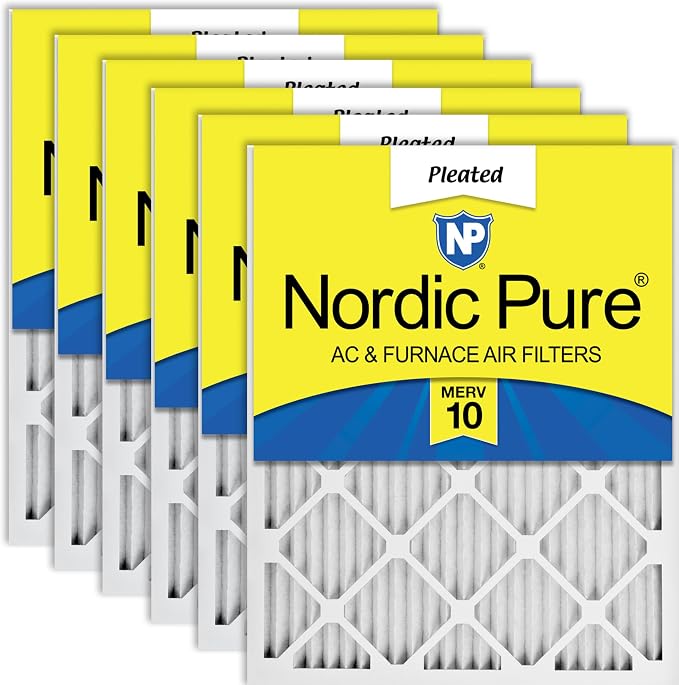 Nordic Pure 16x20x1 Pleated MERV 10 Air Filters 6 Pack by NordicPure