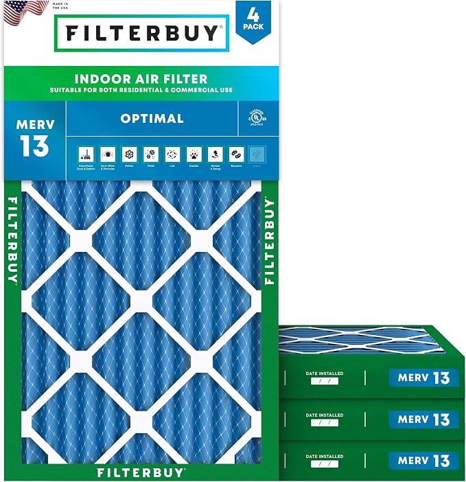 Filterbuy 14x30x2 Air Filter MERV 13 Optimal Smoke & Allergy Defense, by Filterbuy
