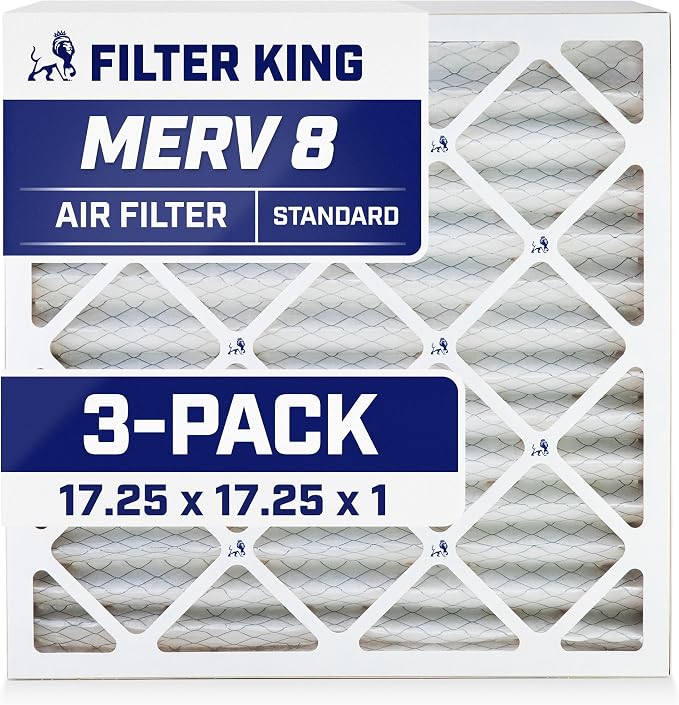 Filter King 17.25x17.25x1 Air Filter | 3-PACK | MERV 8 HVAC Pleated A/C Furnace by FilterKing