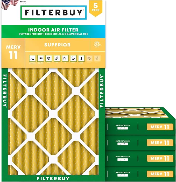 Filterbuy 20x30x2 Air Filter MERV 11 Superior Pet & Allergy Defense, by Filterbuy
