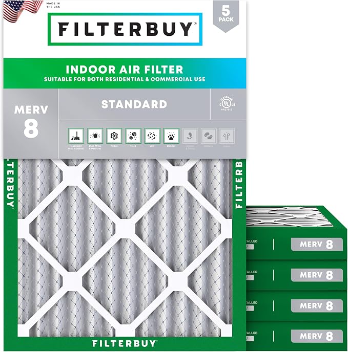 Filterbuy 17x22x2 Air Filter MERV 8 Essential Dust & Allergy Defense, by Filterbuy