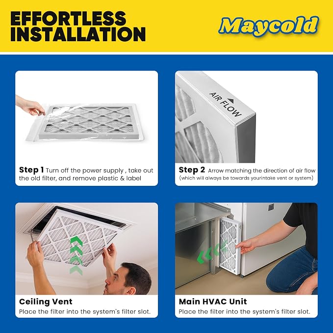 Maycold MERV 8 12x24x1 Furnace Air Filters, Pleated HVAC AC Filters – Actual - Image 7