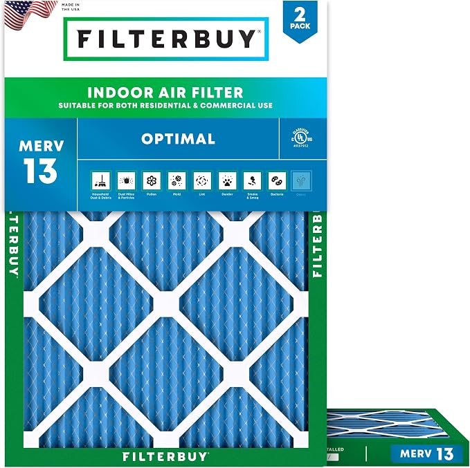 Filterbuy 17.5x23.5x1 Air Filter MERV 13 Optimal Smoke & Allergy Defense by Filterbuy