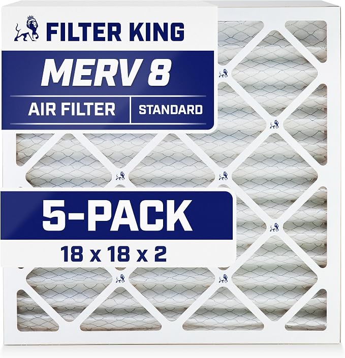 Filter King 18x18x2 Air Filter | 5-PACK | MERV 8 HVAC Pleated A/C Furnace by FilterKing