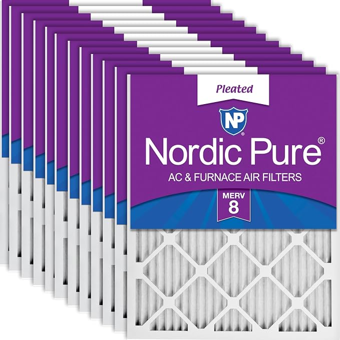 Nordic Pure 14x25x1 Pleated MERV 8 Air Filters 12 Pack by NordicPure