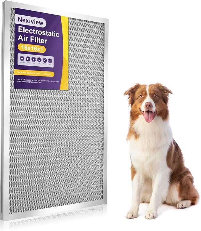 16x16x1 Furnace Filter-MERV8, Washable & Reusable Electrostatic Air Filter by Nexiview