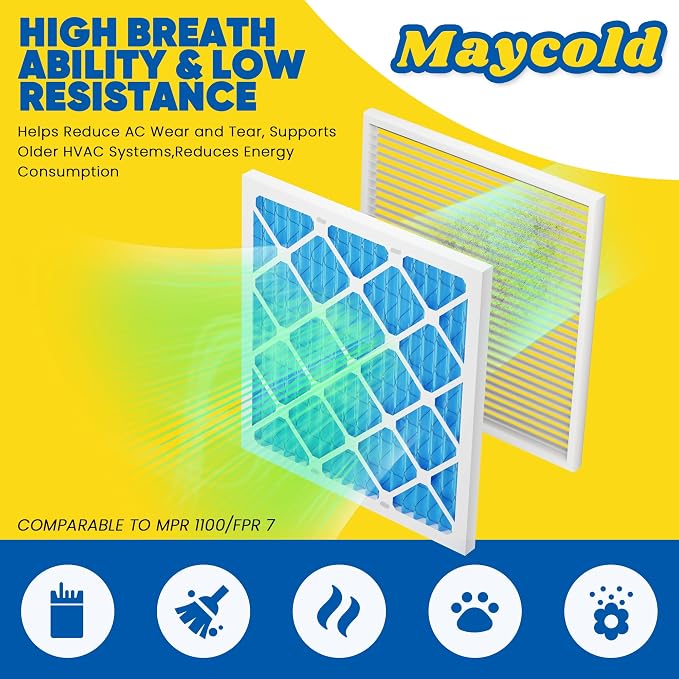 Maycold 12x12x1 MERV 11 Furnace Air Filter, High-Performance HVAC AC Filters - Image 2