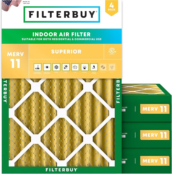 Filterbuy 18x25x4 Air Filter MERV 11 Superior Pet & Allergy Defense, by Filterbuy