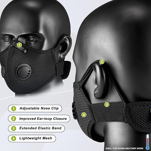 BASE CAMP Upgrade M Plus Dust Mask 2 Pack, Breathable Reusable Dust Face Mask - Image 4