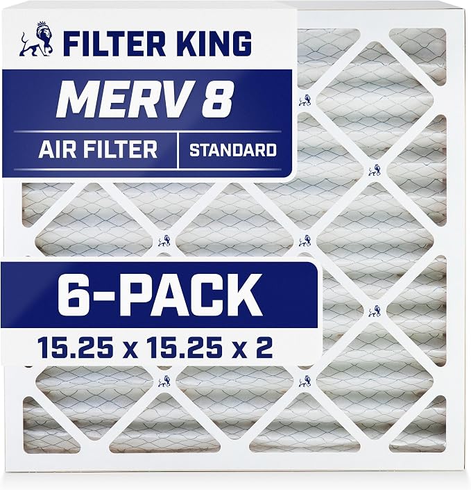 Filter King 15.25x15.25x2 Air Filter | 6-PACK | MERV 8 HVAC Pleated A/C Furnace by FilterKing