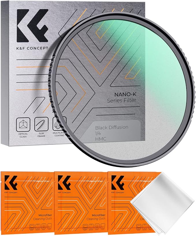 K&F CONCEPT 82mm Black Diffusion 1/4 Filter Mist Cinematic Effect Filter by KFCONCEPT