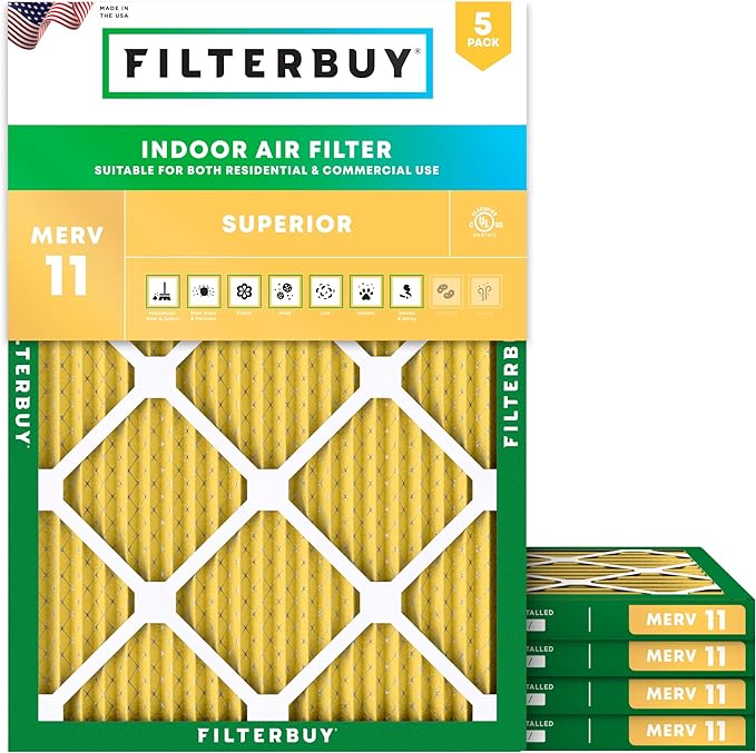 Filterbuy 13x20x1 Air Filter MERV 11 Superior Pet & Allergy Defense, by Filterbuy