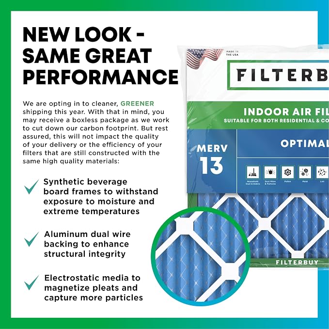 Filterbuy 21x21x5 Air Filter MERV 13 Optimal Smoke & Allergy Defense, - Image 3