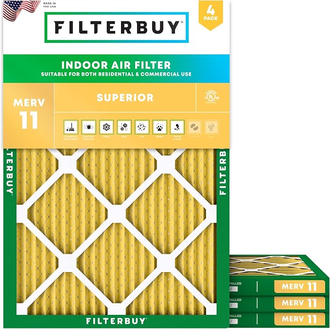 Filterbuy 24x25x1 Air Filter MERV 11 Superior Pet & Allergy Defense, by Filterbuy
