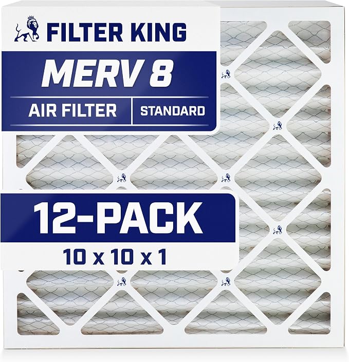 Filter King 10x10x1 Air Filter | 12-PACK | MERV 8 HVAC Pleated A/C Furnace by FilterKing