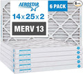 Aerostar 14x25x2 MERV 13 Pleated Air Filter, AC Furnace Air Filter, 6 Pack by AirFiltersDelivered
