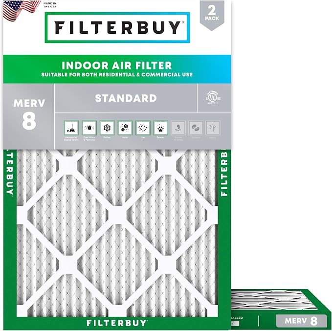 Filterbuy 16.5x21.5x1 Air Filter MERV 8 Essential Dust & Allergy Defense by Filterbuy