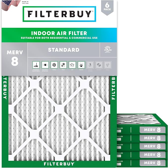 Filterbuy 8x14x1 Air Filter MERV 8 Essential Dust & Allergy Defense, by Filterbuy