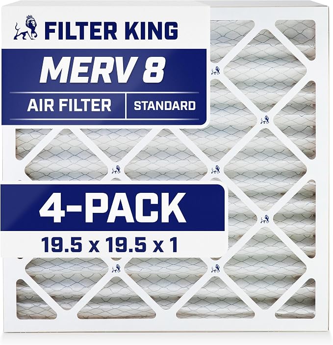 Filter King 19.5x19.5x1 Air Filter | 4-PACK | MERV 8 HVAC Pleated A/C Furnace by FilterKing