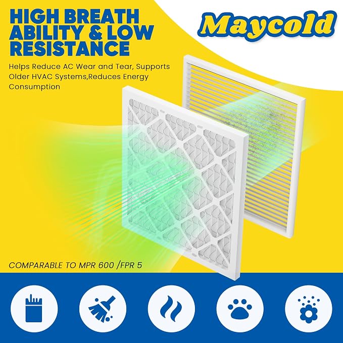 Maycold MERV 8 10x10x1 Furnace Air Filters, Pleated HVAC AC Filters – Actual - Image 2