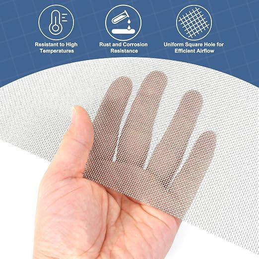 uxcell 20 Mesh 79" x 12" Woven Wire Mesh, 304 Stainless Steel Air Vent Filter - Image 5