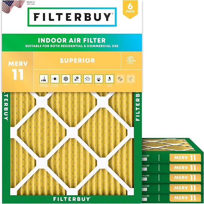 Filterbuy 28x30x1 Air Filter MERV 11 Superior Pet & Allergy Defense, by Filterbuy