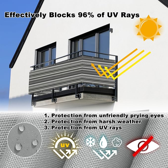 Balcony Privacy Screen 3.6' x 65.6' UV Protection Weather-Resistant Privacy - Image 4
