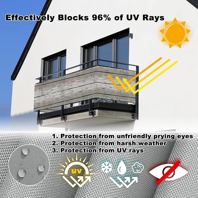 Privacy Fence 2.6' x 13.1' UV Protection Weather Resistant Waterproof Patio - Image 4