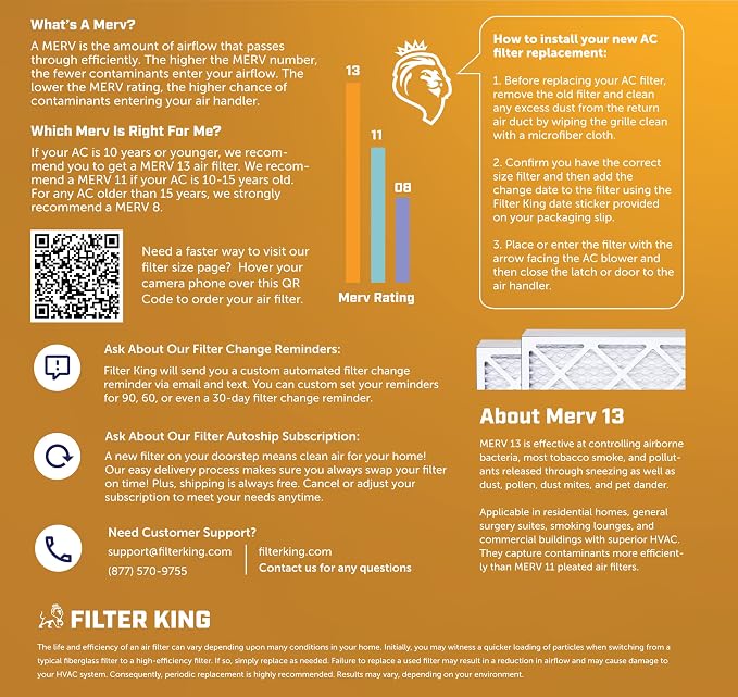Filter King Air Filters 11.75x13.5x1 | 6 Pack | MERV 13 | HVAC Pleated AC - Image 6