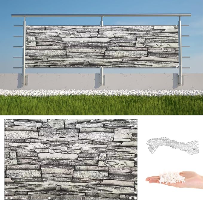 Privacy Screen Protector 2.3' x 9.8' UV Protection Weather-Resistant Patio by AYLFBFU