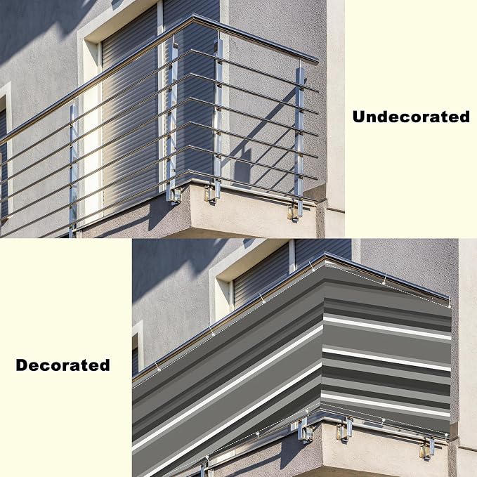 Balcony Privacy Screen 2.6' x 16.4' UV Protection Weather-Resistant Outdoor - Image 8