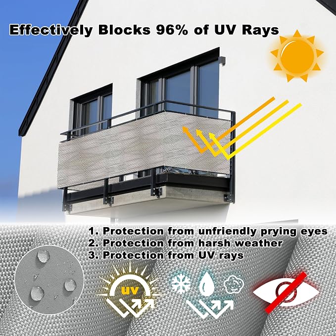 Privacy Screen Protector 3.3' x 23' UV-Resistant Visibility Reduction Patio - Image 4